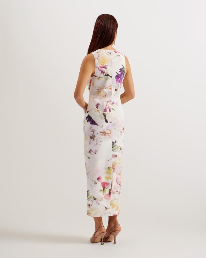 Peignoir Ted Baker Floral Scuba Bodycon Midi Blanche Femme | YTF-90108636